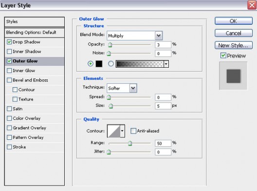 Settings for the spots shadow effect