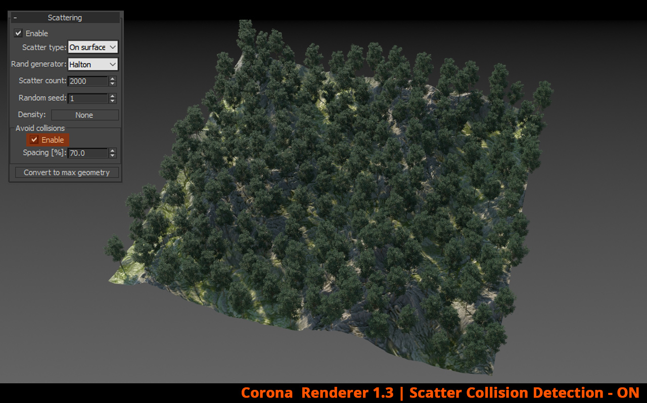 Corona-Renderer-Scatter-Collision-Detection-ON