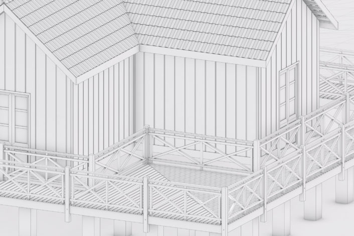 SketchUp and Skatter Making of Sarmiento Museum - 3d model detail