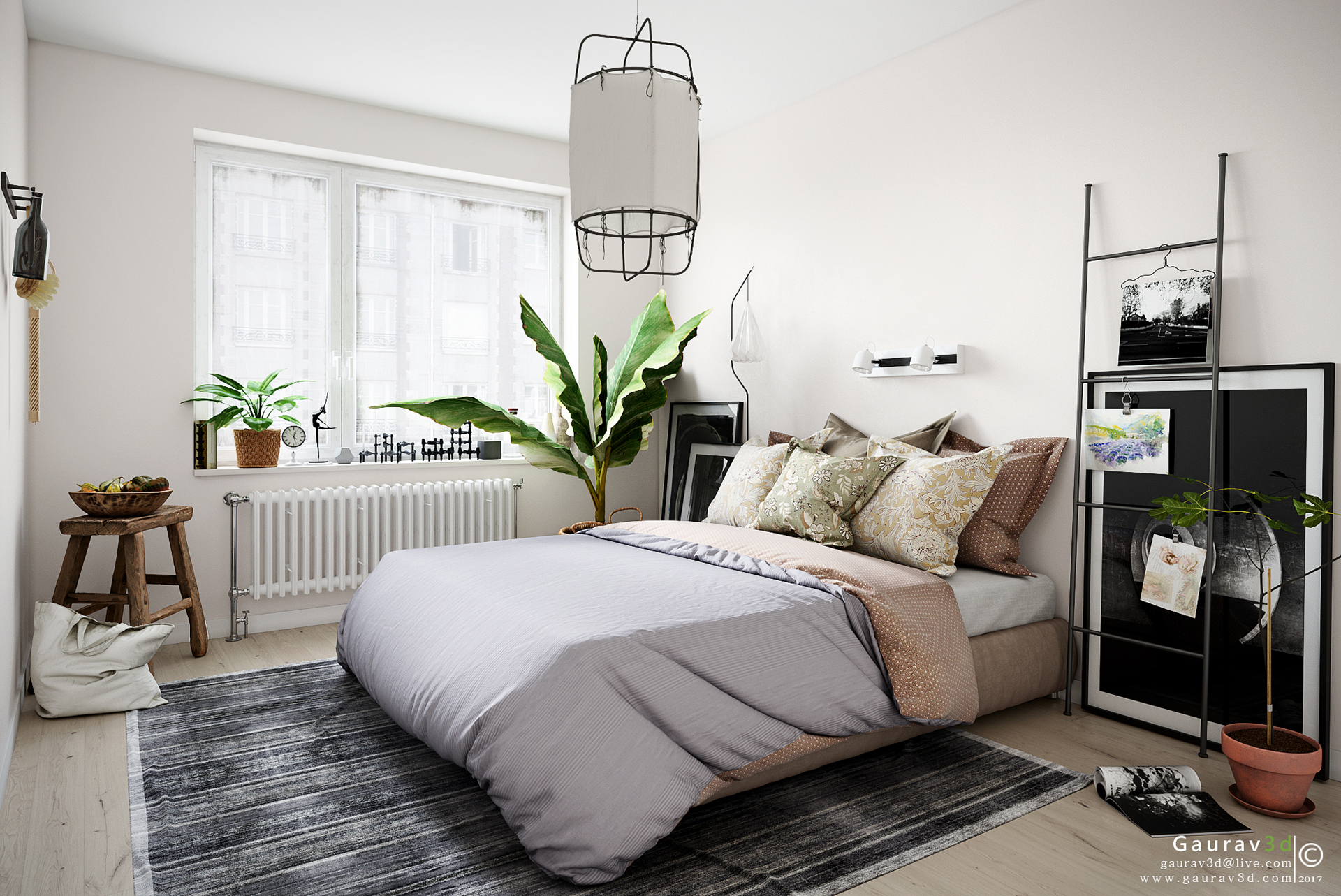 A Scandinavian-style bedroom - Ronen Bekerman - 3D Architectural