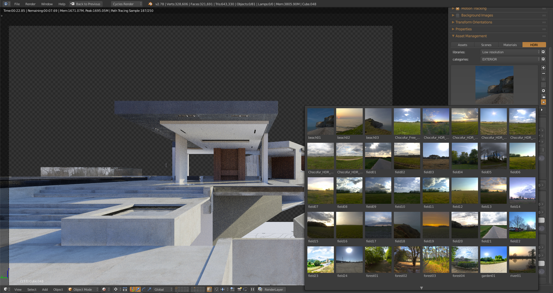 HDRI maps stored in Asset manager