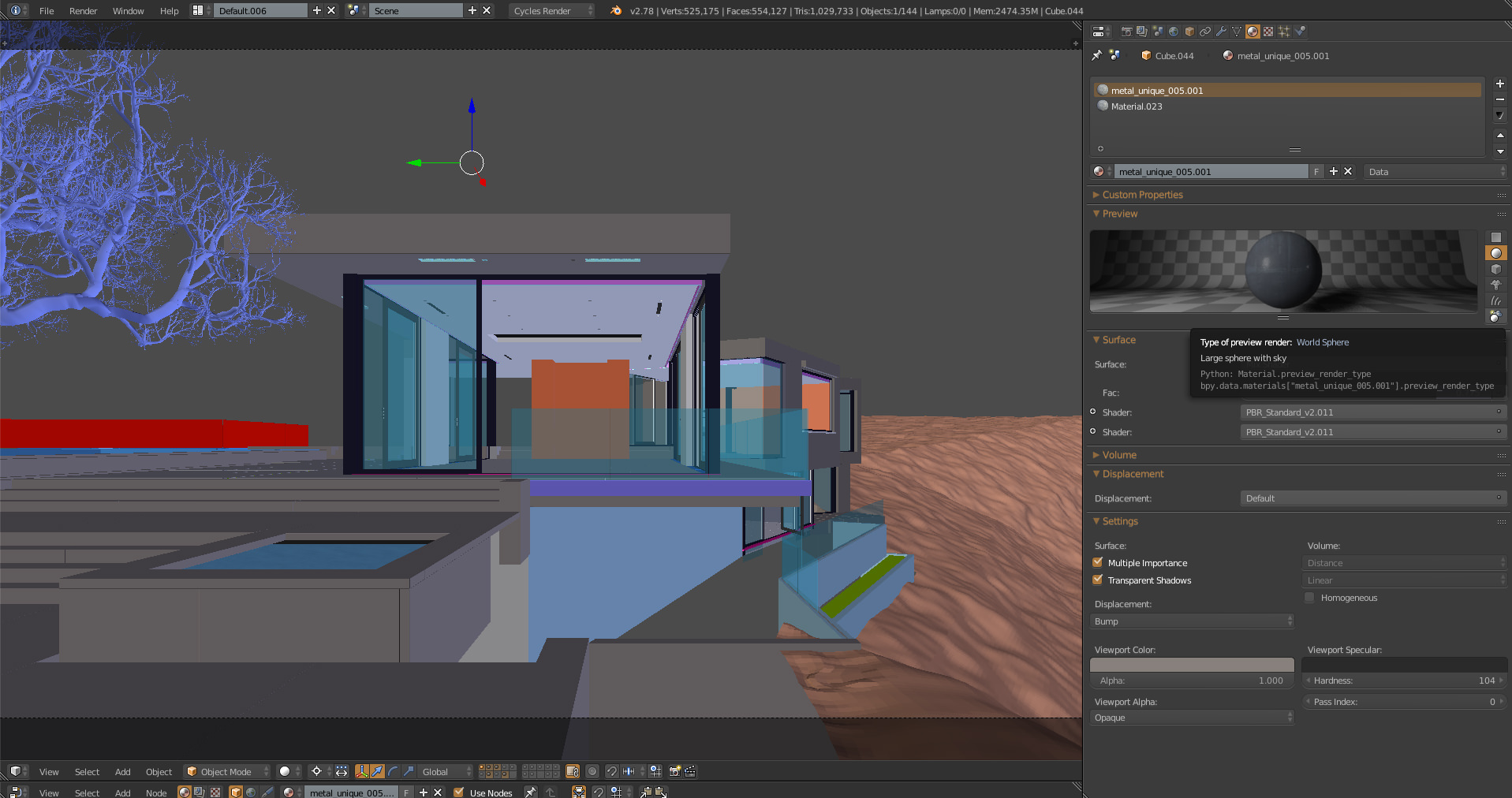 View in solid mode with specific viewport color for each material
