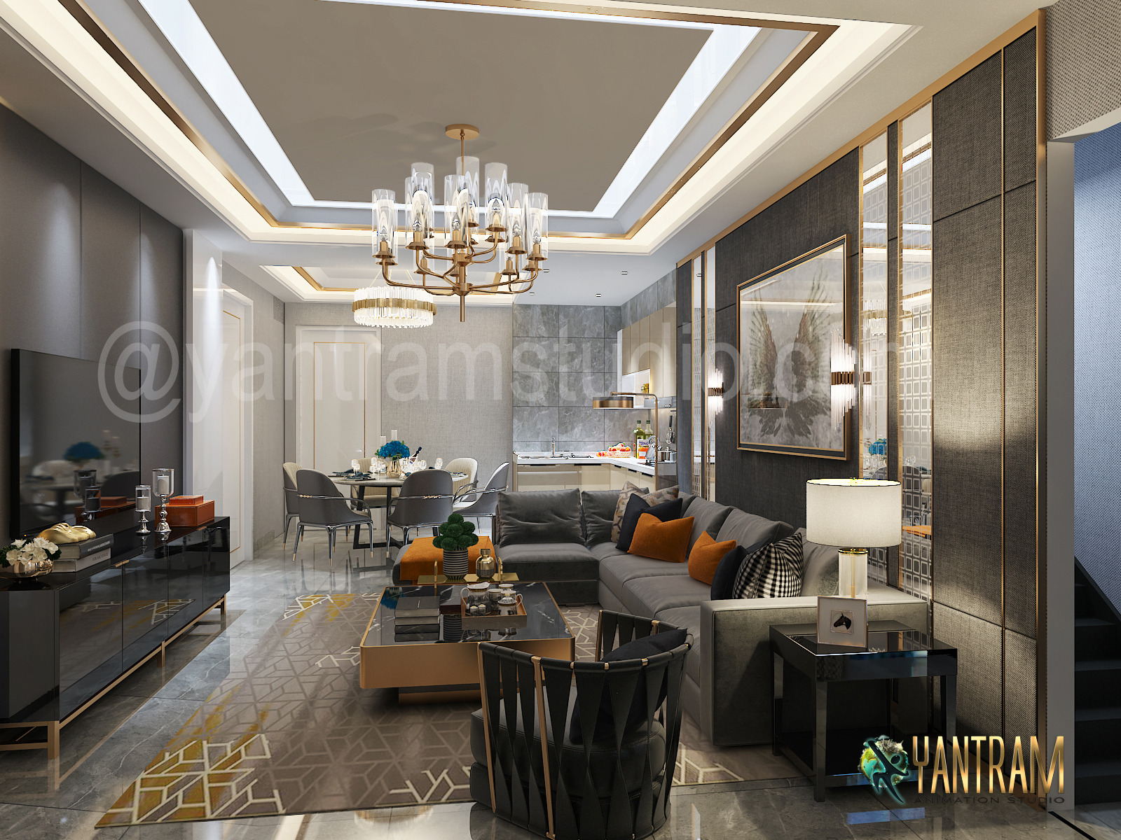 3D Architectural Animation Services to Living Room of Condo
